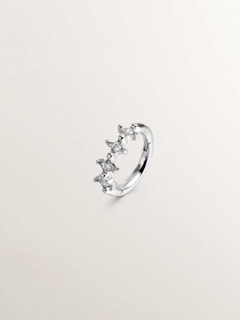 Individual small hoop earring made of 9K white gold with diamonds. image number 0