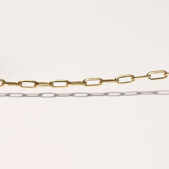 Rectangular cable link chain in 18k yellow gold-plated silver, J05340-02-45, mainproduct