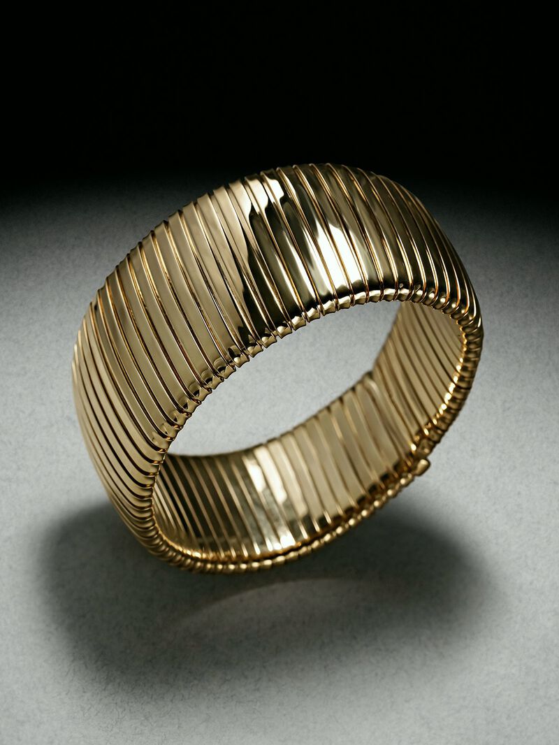 Tubogas L bracelet in 925 sterling silver plated with 18K yellow gold image number 0
