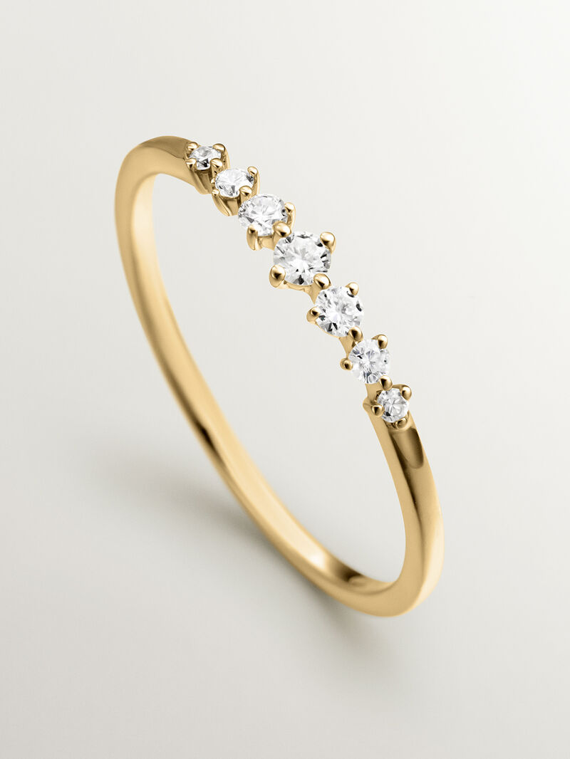 18K yellow gold ring with brilliant cut diamonds image number 4