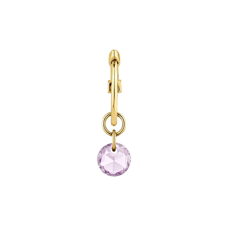 9k gold hoop earring with an amethyst pendant , J04765-02-AM-H, mainproduct