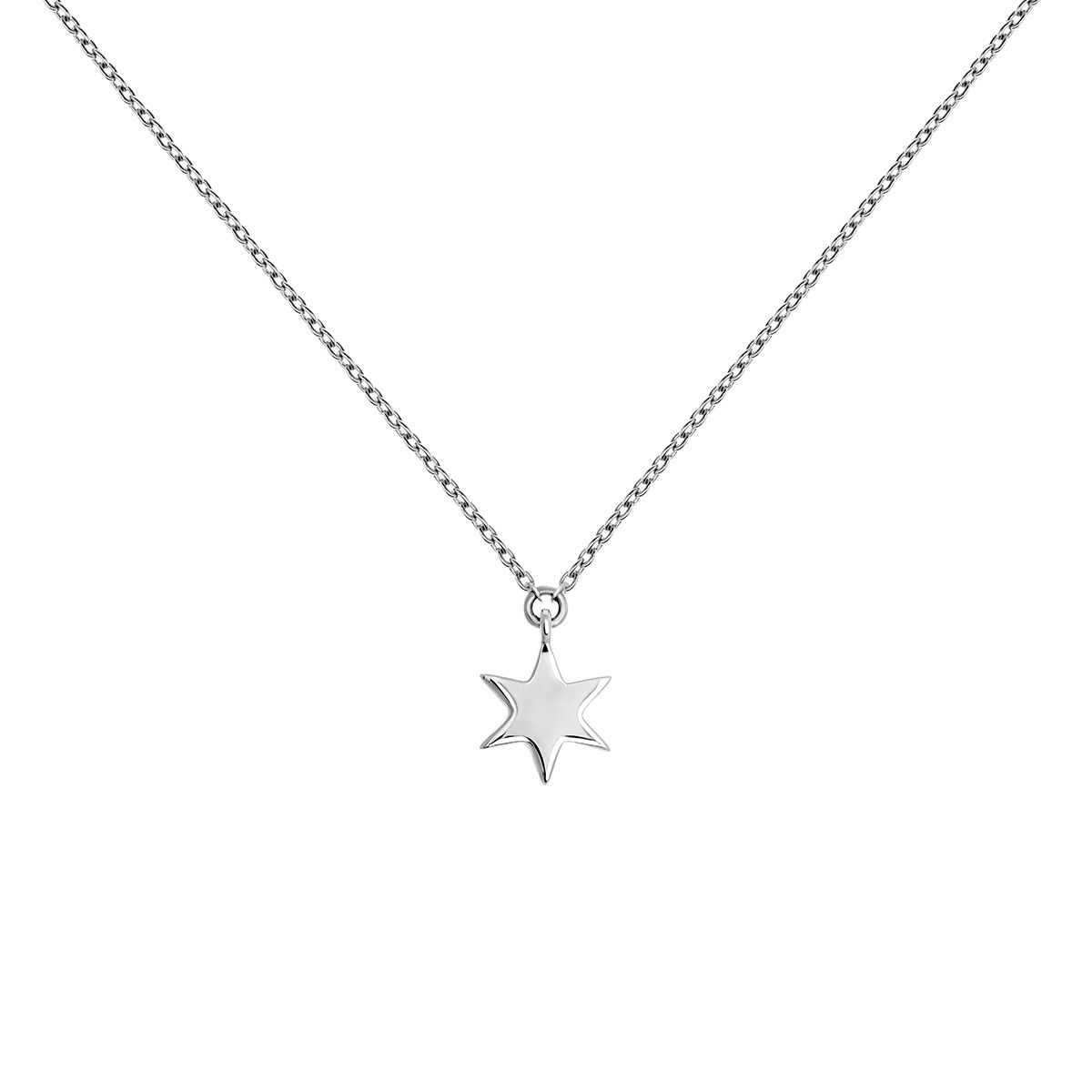 Collar estrella oro blanco 9 kt , J03863-01, hi-res