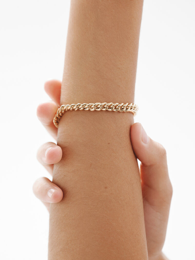 Barbados link chain bracelet in 925 silver plated in 18K yellow gold. image number 1