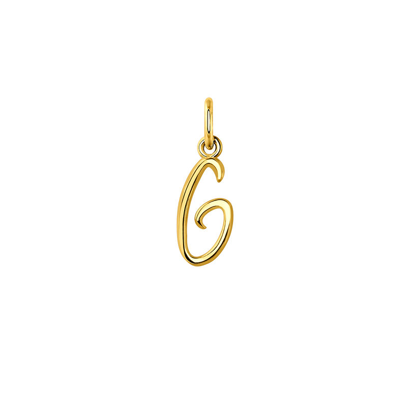 Gold-plated silver G initial charm , J03932-02-G, hi-res