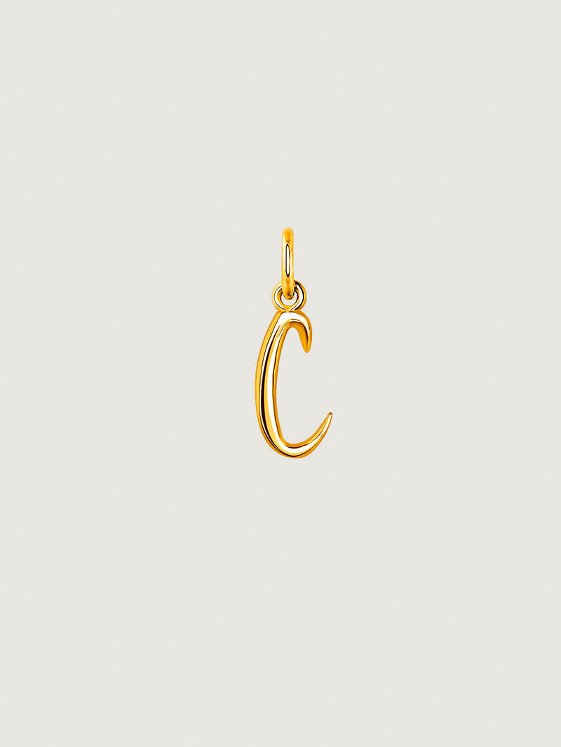 18K Yellow Gold Plated 925 Silver Charm with Initial C image number 0