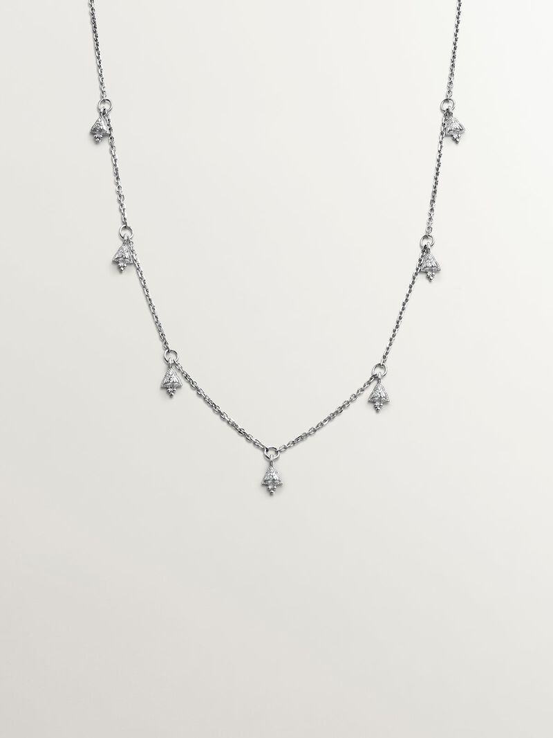 9K white gold pendant with diamonds image number 0
