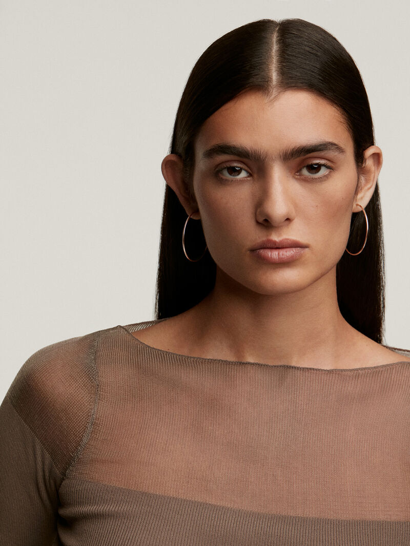 Large hoop earrings made of 925 silver plated in 18K rose gold. image number 1