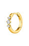 Single small hoop earring in 18k yellow gold with a 0.041ct triple diamond , J03929-02-H