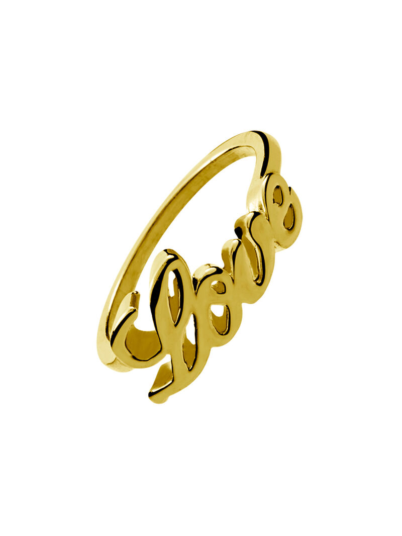 925 silver ring bathed in yellow gold with word love image number 0