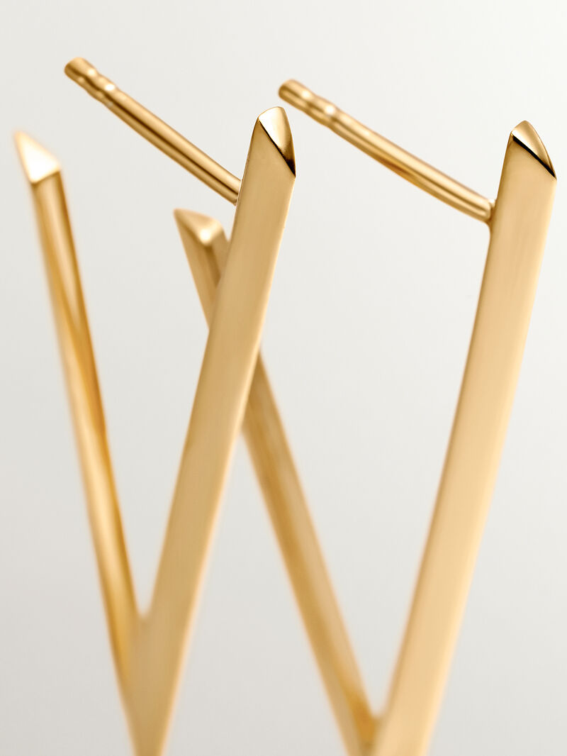 Large triangular earrings made of 925 silver coated in 18K yellow gold image number 4
