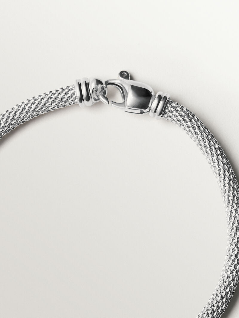 Pulsera de plata 925 con textura de malla image number 4