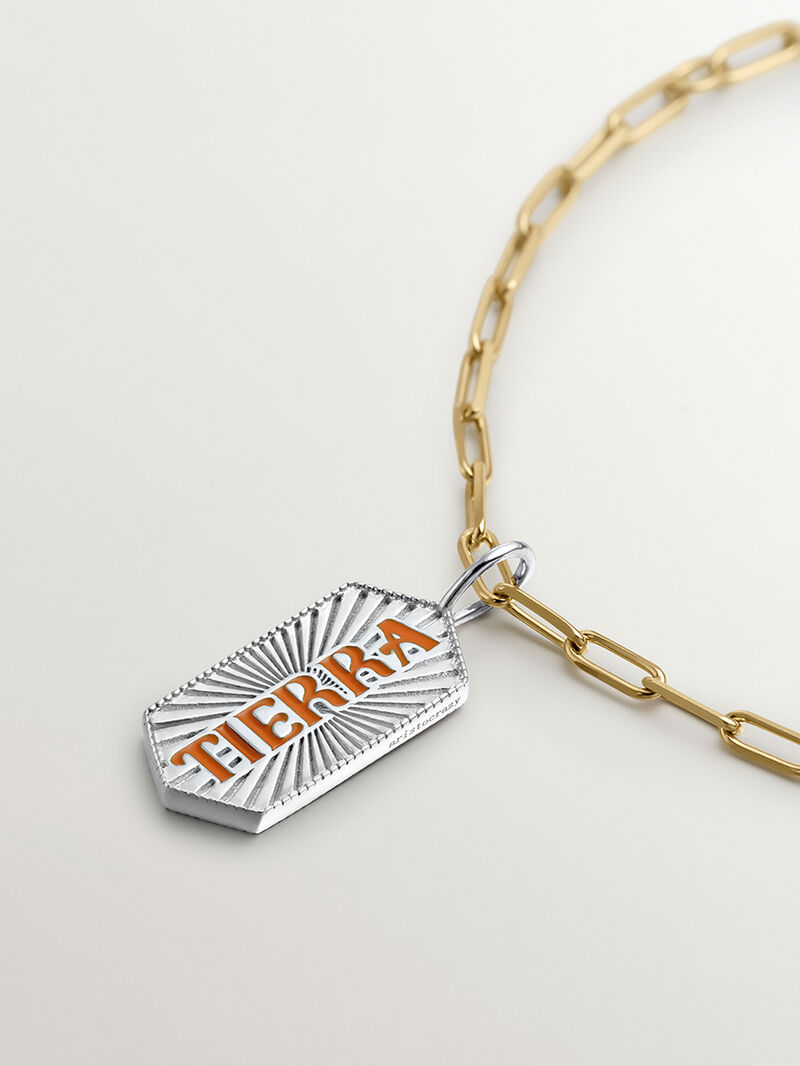 925 silver charm with orange enamel image number 2