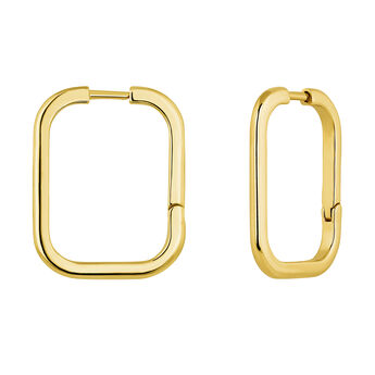 Large gold-plated silver square earrings  , J04645-02,hi-res