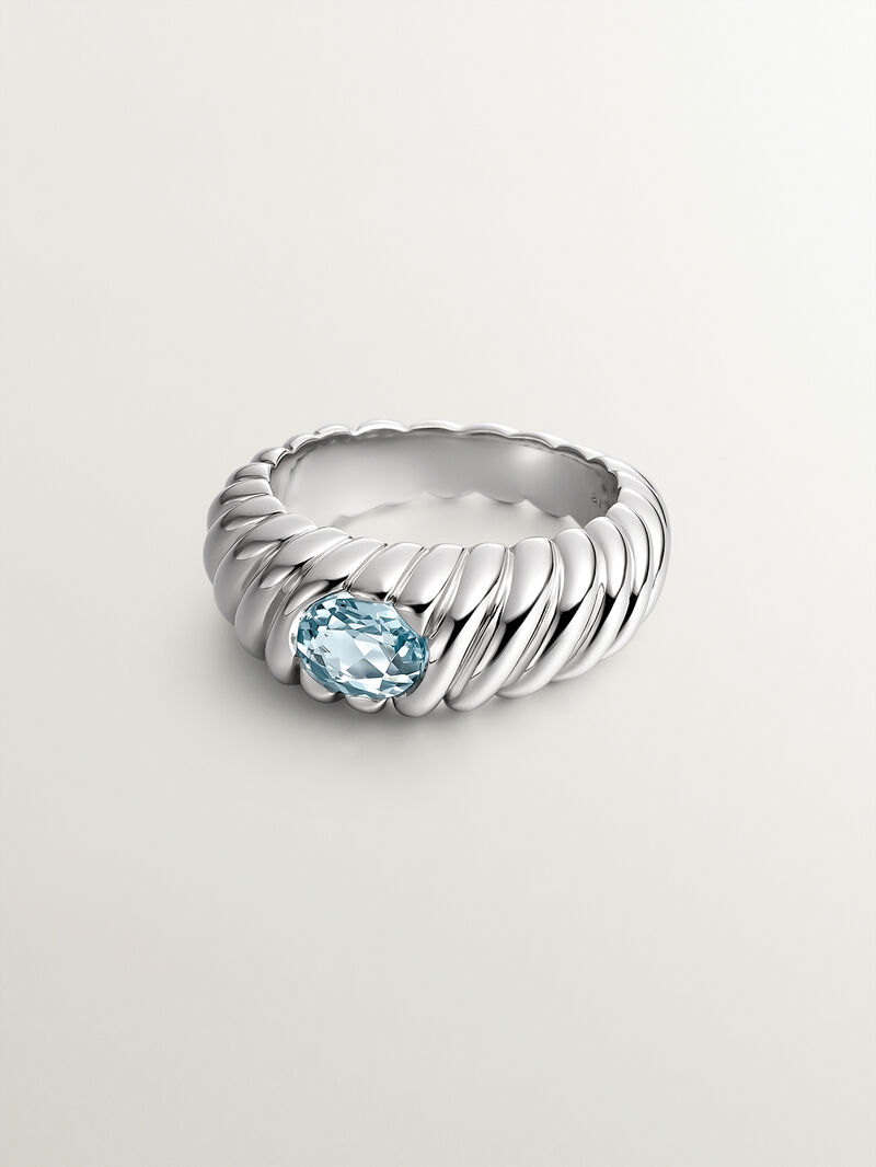925 silver gallon ring with sky blue topaz image number 2