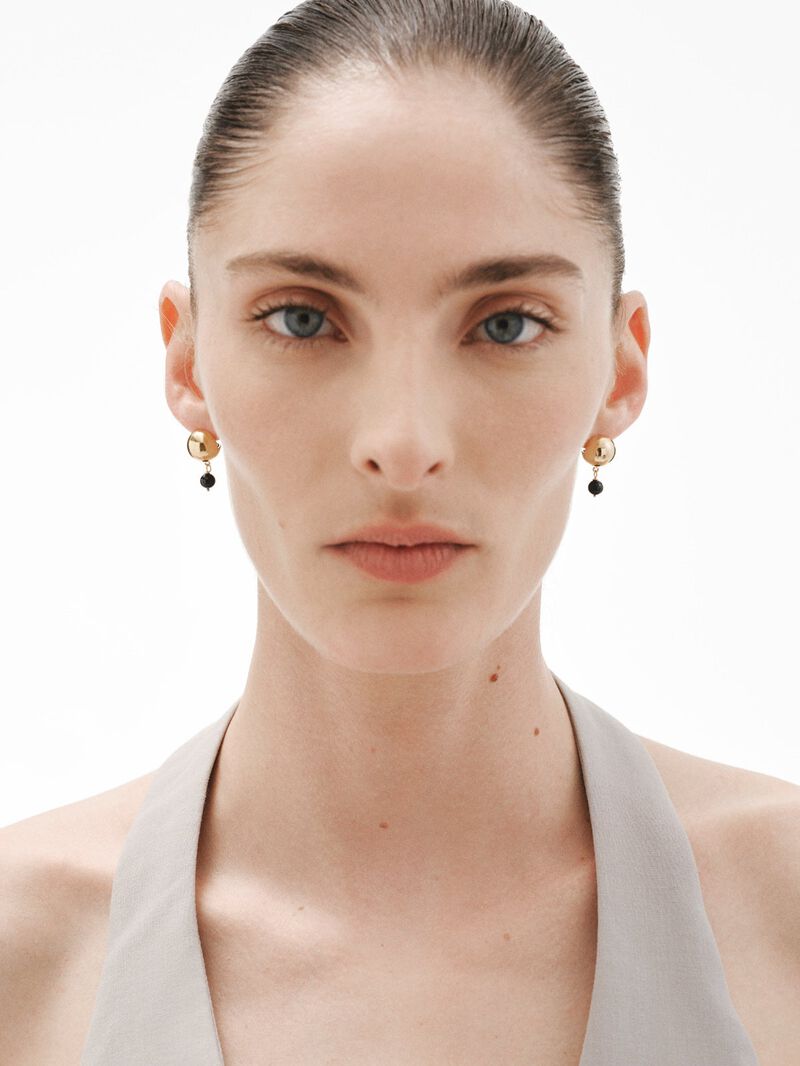925 silver earrings bathed in 18k yellow gold with black ónix image number 3