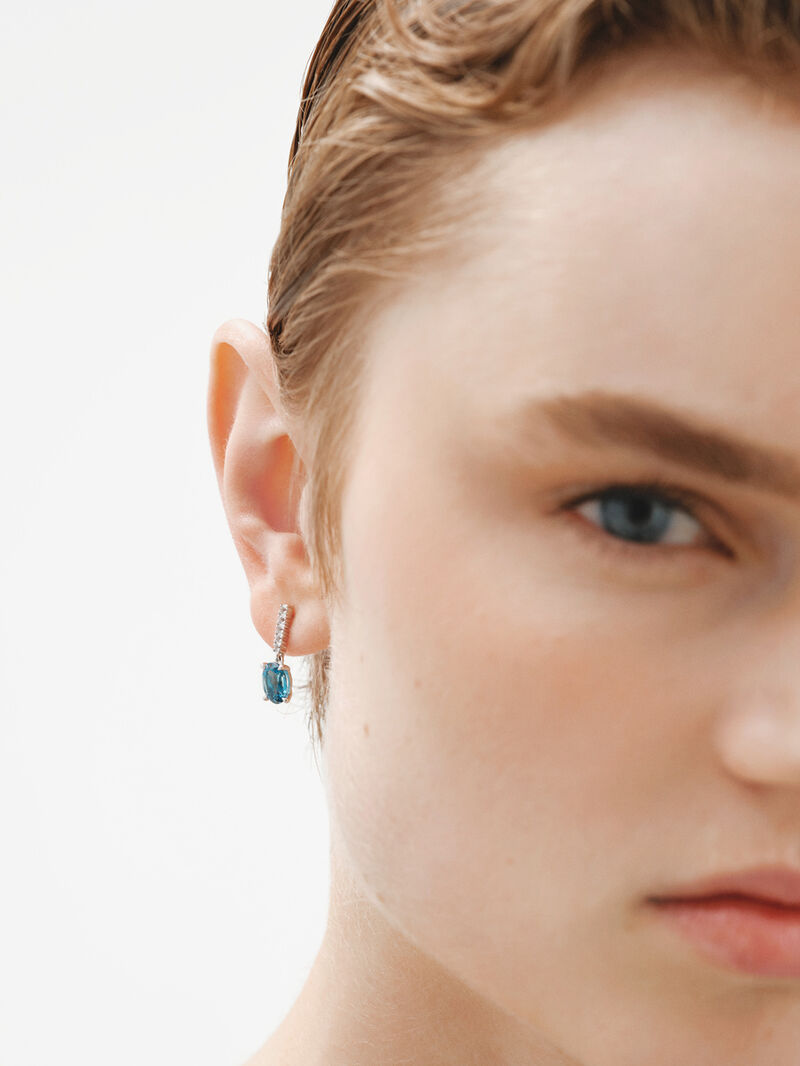 925 Silver Earrings with White and London Blue Topaz image number 2