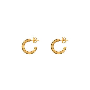 Small gold plated smooth hoop earrings , J01585-02,hi-res