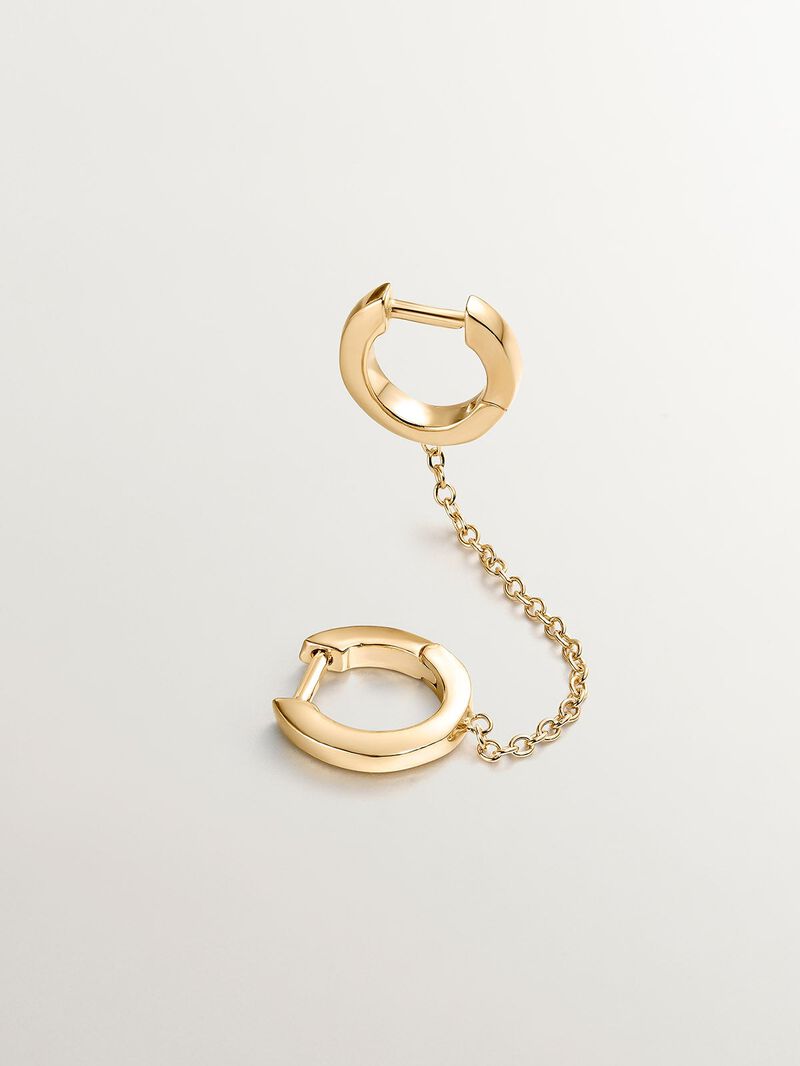 Individual climbing earring made from 925 silver, bathed in 18K yellow gold with a double hoop. image number 0