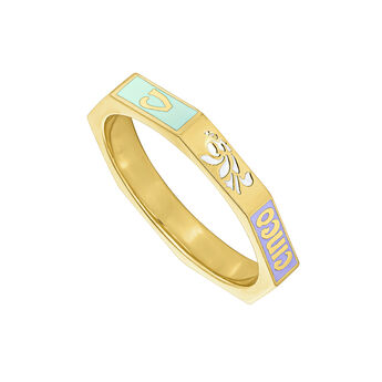 18k gold-plated silver ring with colors and a number five, J05082-02-MULENA,hi-res