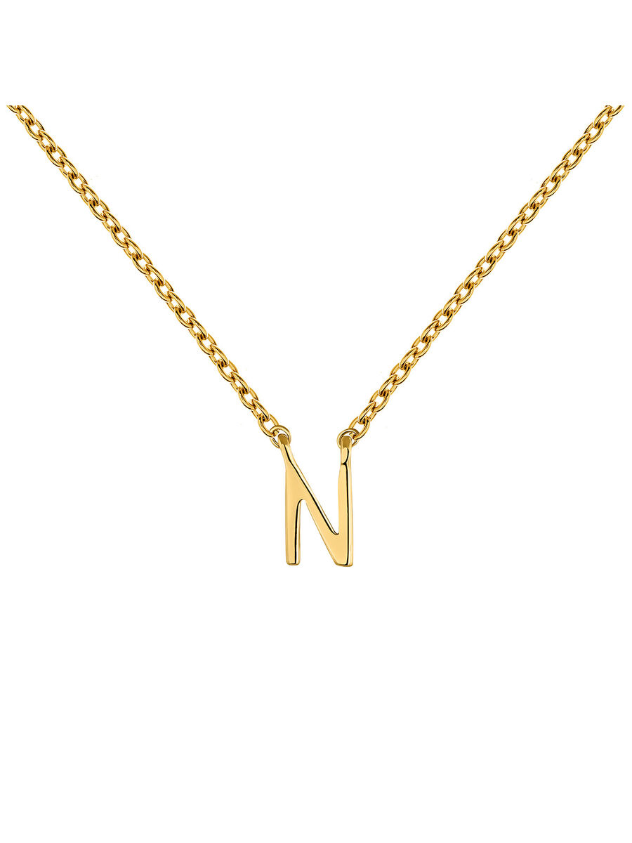 Gold Initial N necklace , J04382-02-N, mainproduct