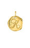 Charm medalla inicial K artesanal plata recubierta oro , J04641-02-K