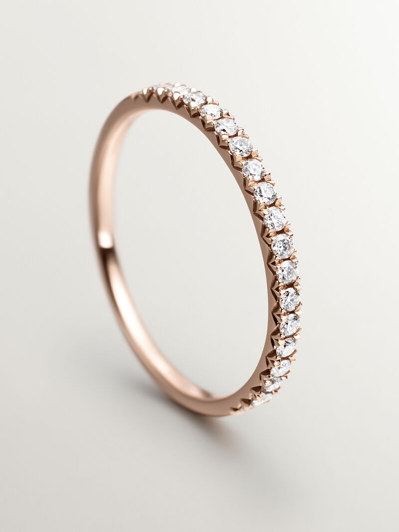 18K rose gold ring with diamonds image number 4