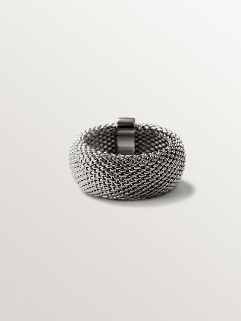 Rigid 925 silver ring with mesh image number 2