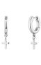 Silver cross hoop earrings , J04867-01
