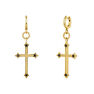 Gold plated large-size cross drop earrings with spinels , J04229-02-BSN