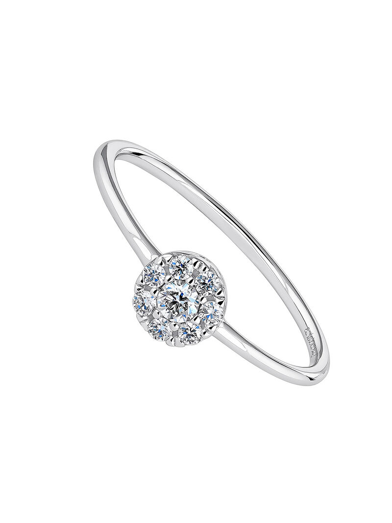 18K white gold ring with diamond rosette 0.14 cts image number 0