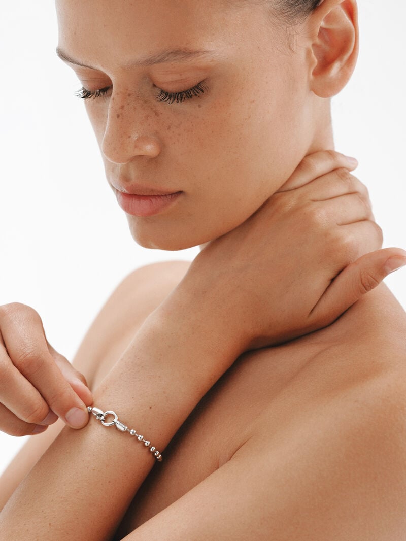 925 rhodium-plated silver bead bracelet image number 3