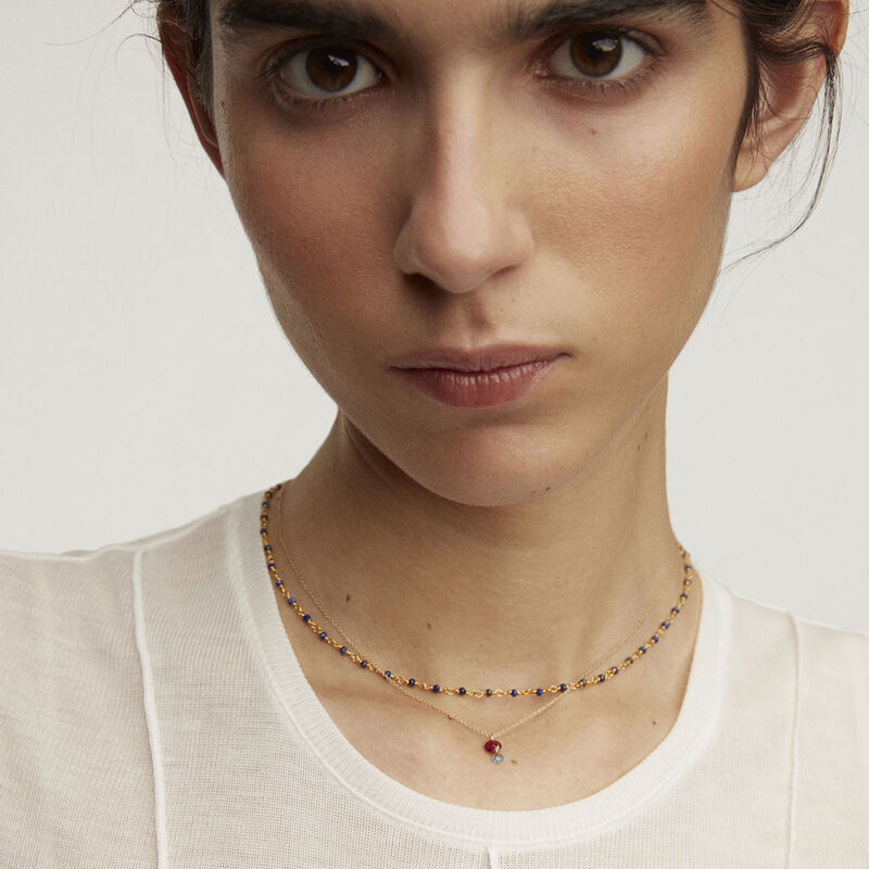 Collar colgante rodolita y topacio oro 9kt, J04778-02-RO-LB, model