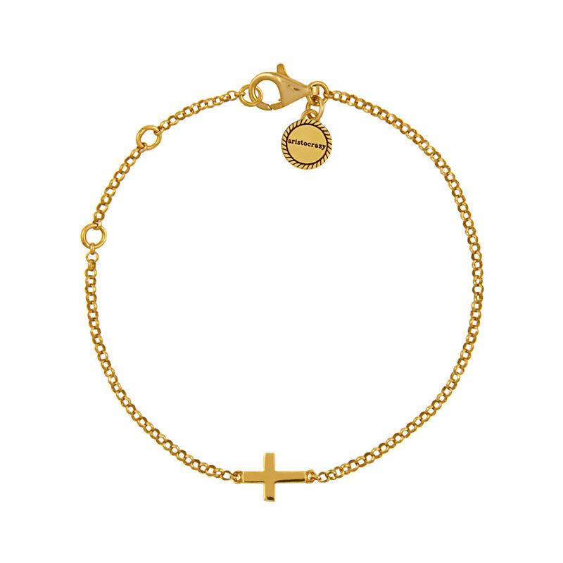 Gold plated cross bracelet , J00871-02, hi-res