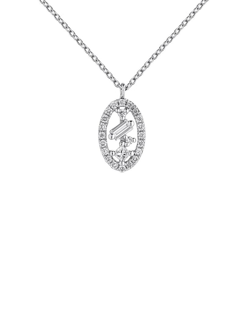 18K white gold pendant with diamond oval. image number 2