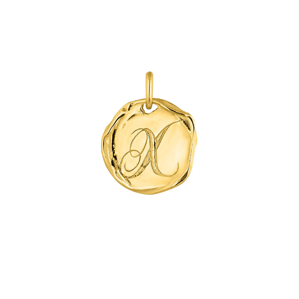 Gold-plated silver X initial medallion charm  , J04641-02-X, hi-res