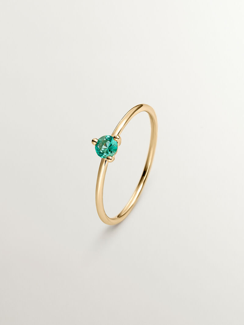 9K Yellow Gold Ring with Green Emerald image number 0