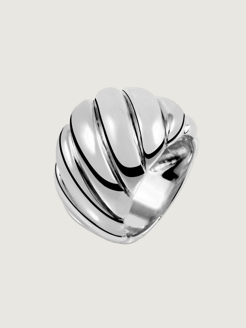 Wide 925 silver ring with diagonal relief. image number 0