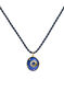 Yellow gold platered sterling silver blue enamel sun and stars motif, J05400-02-BLENA