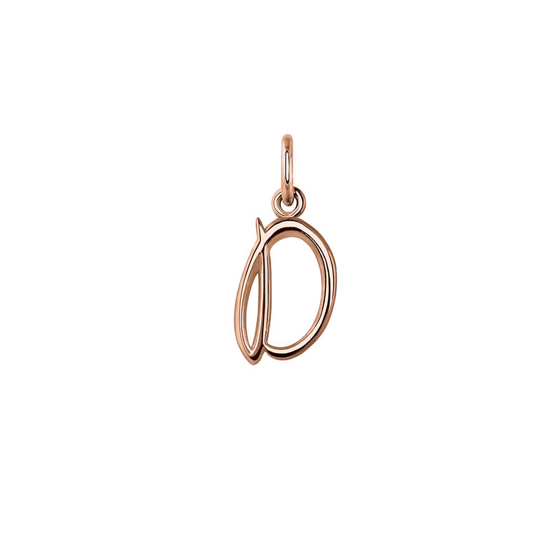 Rose gold-plated silver D initial charm , J03932-03-D, hi-res