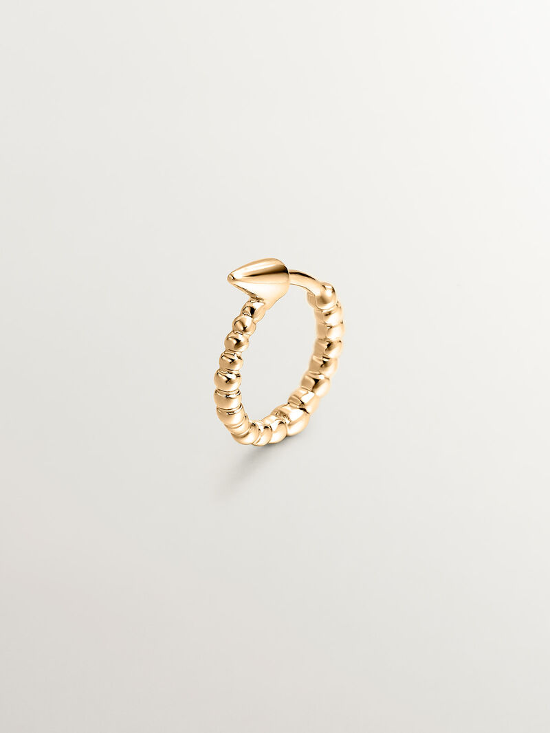 Individual small hoop earring of 9K yellow gold with spheres and spike. image number 0