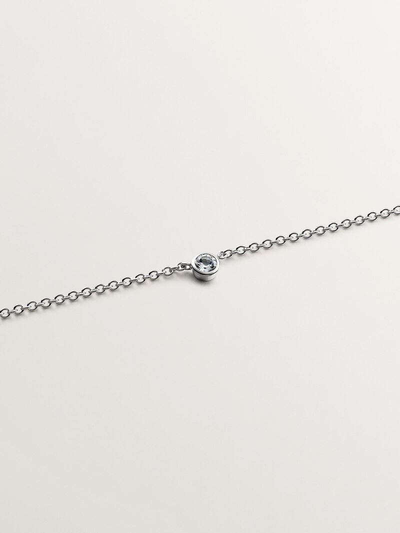 925 Silver Solitaire Pendant with White Topaz image number 0