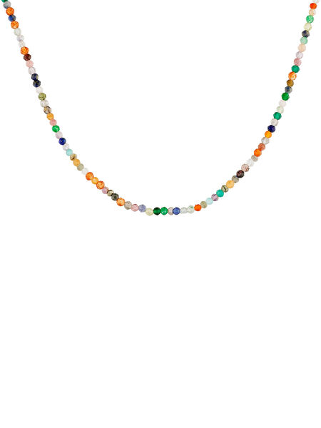 Gold plated silver colored stones necklace , J04877-02-MULTI, mainproduct