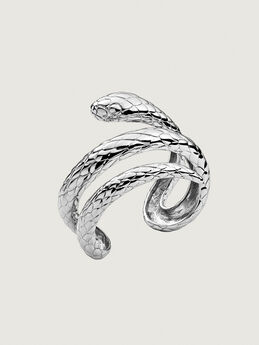 Brazalete ancho rígido serpiente de plata, J00237-01,hi-res