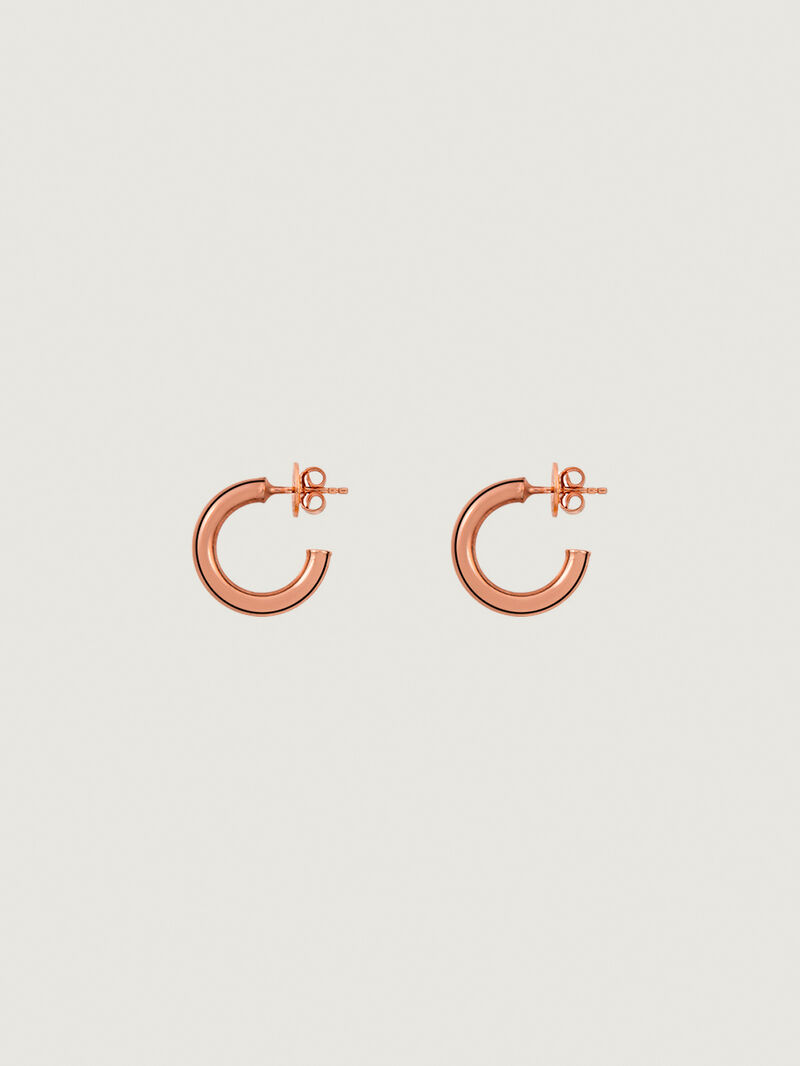 Small hoop earrings made of 925 silver, coated in 18K rose gold. image number 0