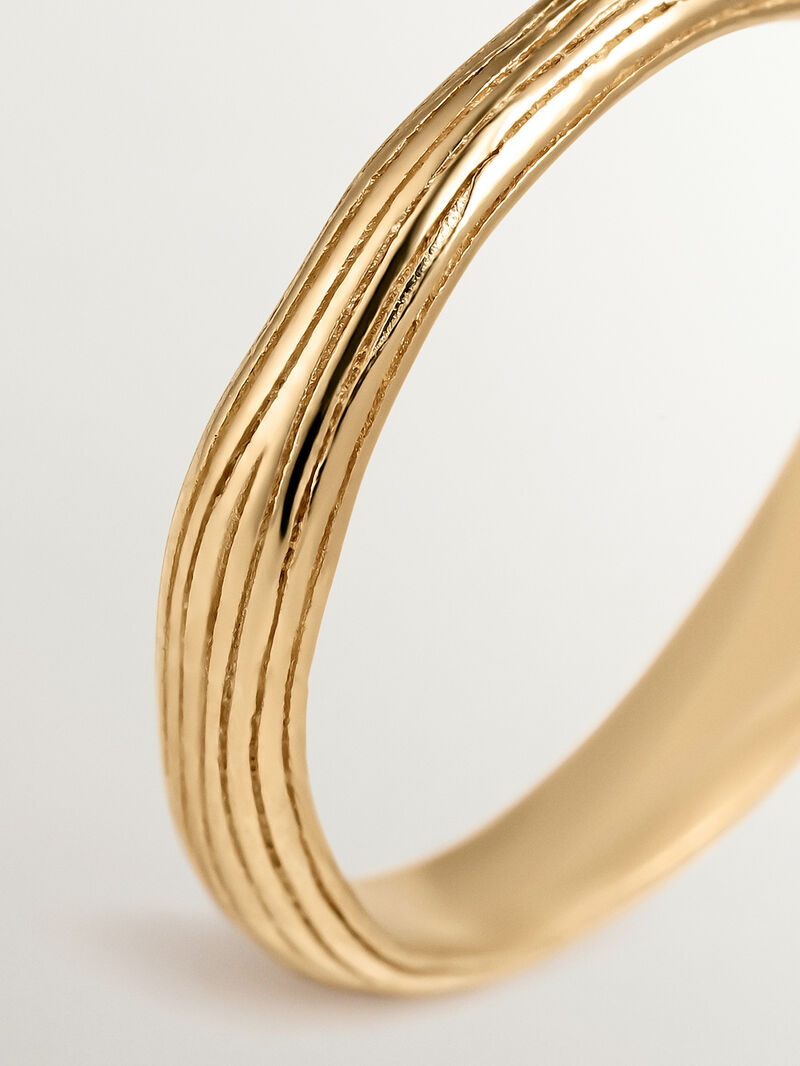 925 Silver ring bathed in 18K yellow gold with relief image number 4