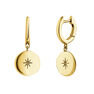 Gold plated star round motif hoop earrings , J04606-02