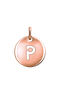 Rose gold-plated silver P initial medallion charm  , J03455-03-P
