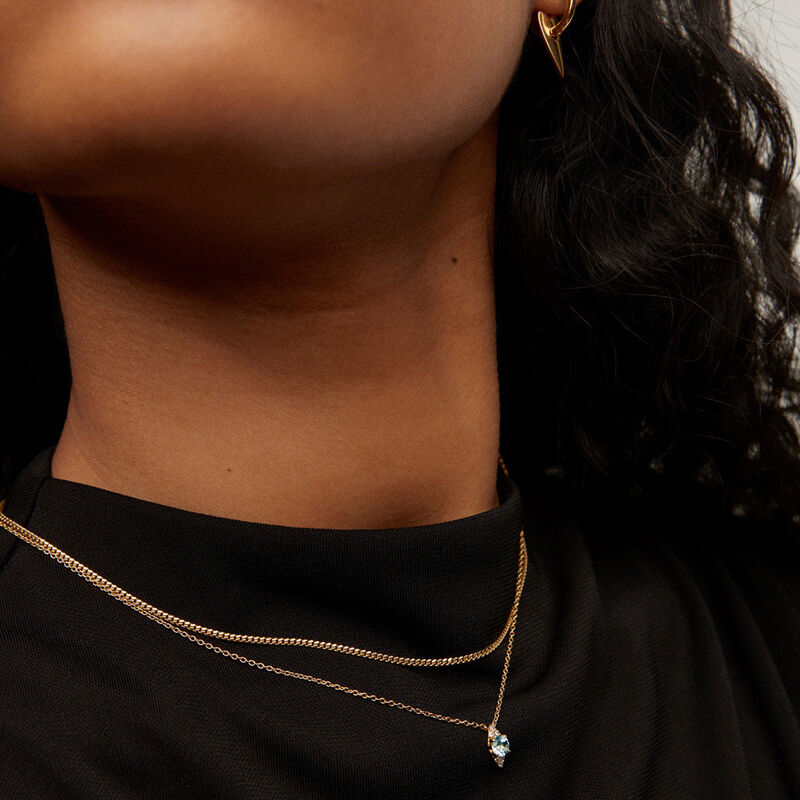 Gold plated silver skyblue topaz motif necklace, J04813-02-SKY-GD, model
