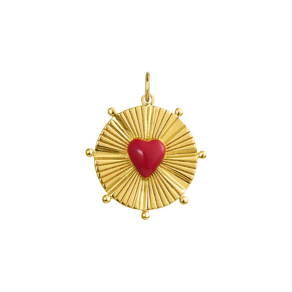 Gold-plated silver circle heart charm , J04839-02-REDENA,hi-res