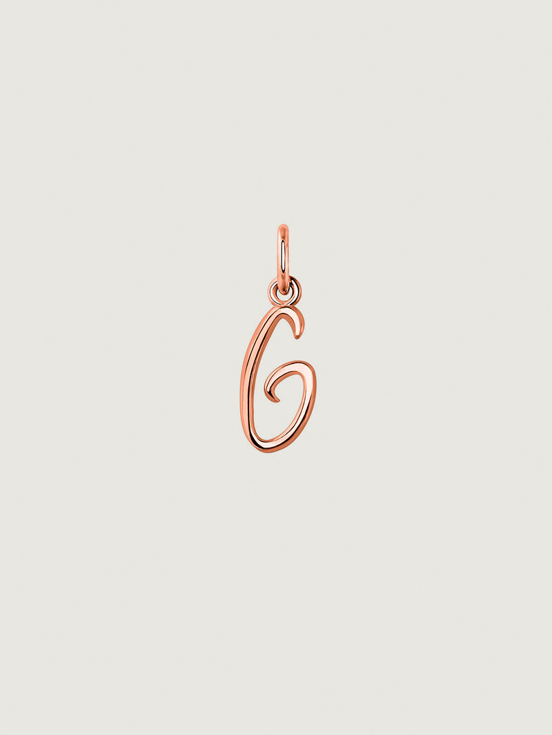 18K Rose Gold Plated 925 Silver Charm with initial G image number 0